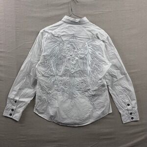 House of Lords Button Down Shirt XL White Embroidered Eagle Crest Long Sleeve